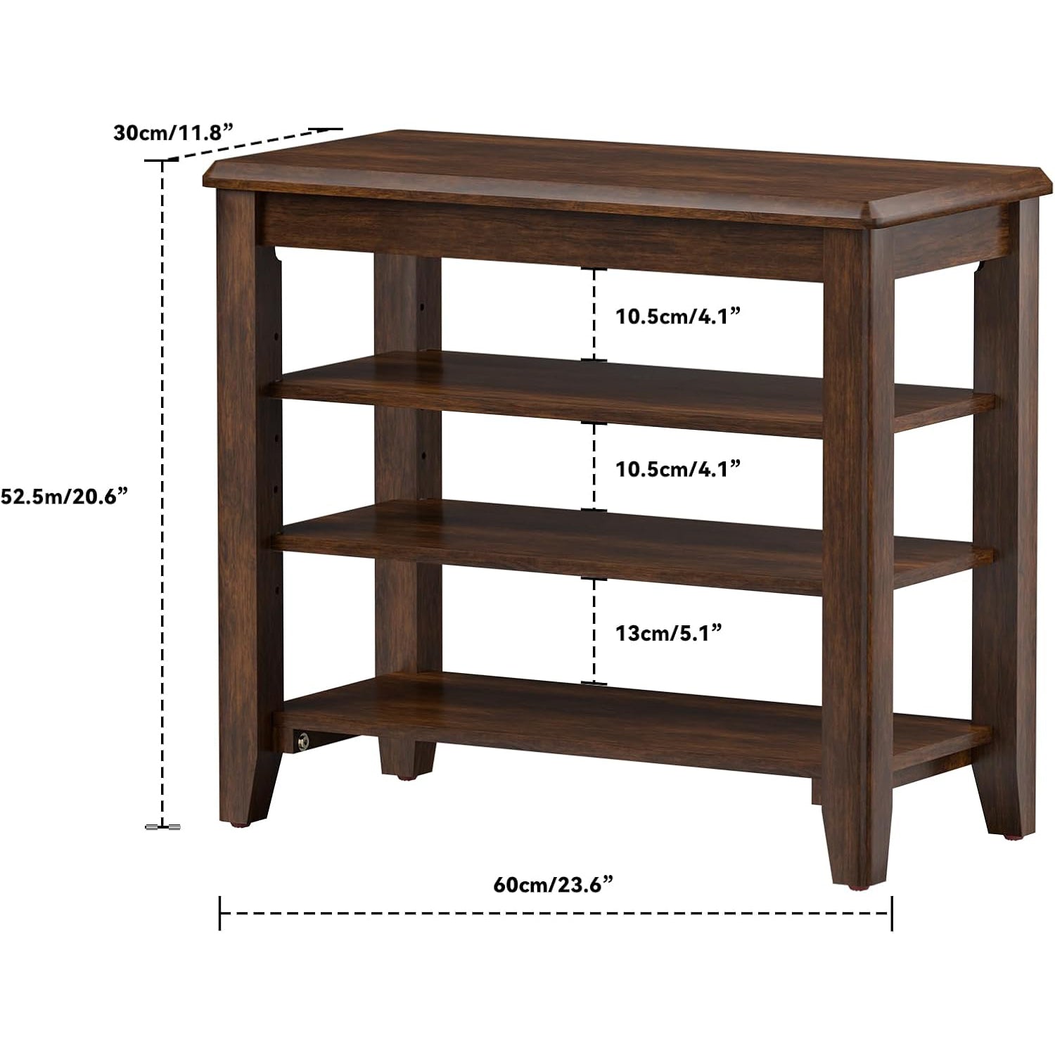 TAITIY 23.6-Inch Walnut Wood Shoe Storage Bench for Small Spaces