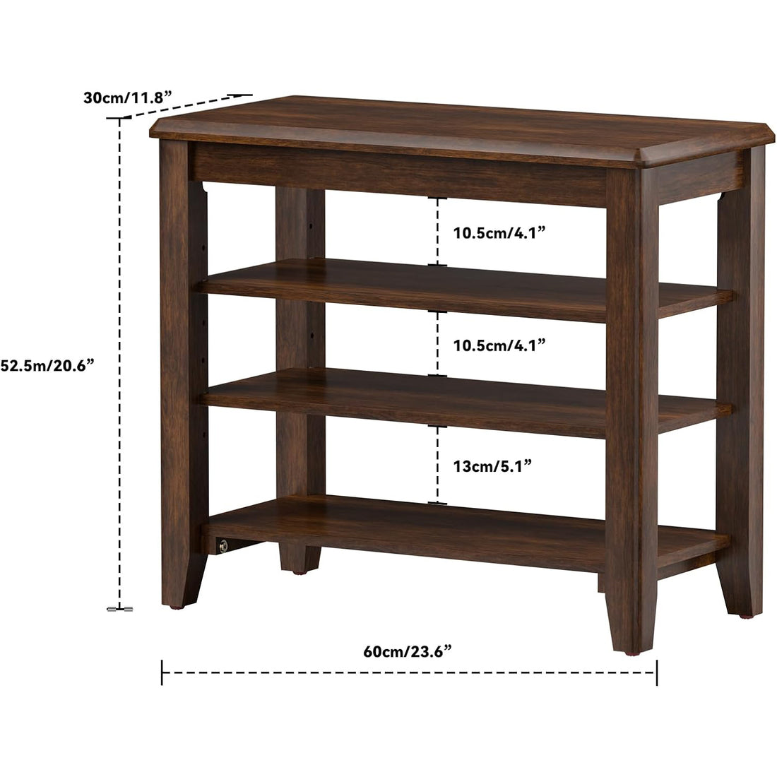 TAITIY 23.6-Inch Walnut Wood Shoe Storage Bench for Small Spaces