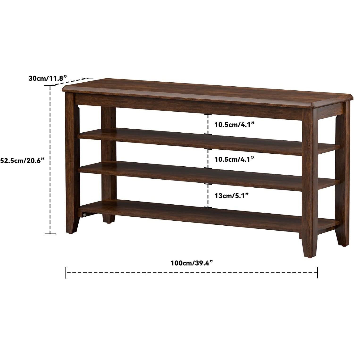 TAITIY 39.4-Inch Walnut Wood Shoe Storage Bench