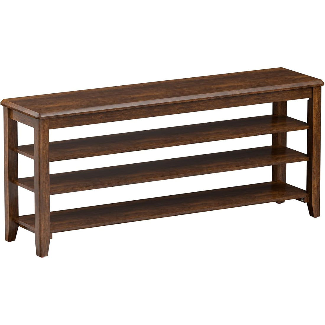TAITIY 47.2-Inch Walnut Wood Shoe Storage Bench