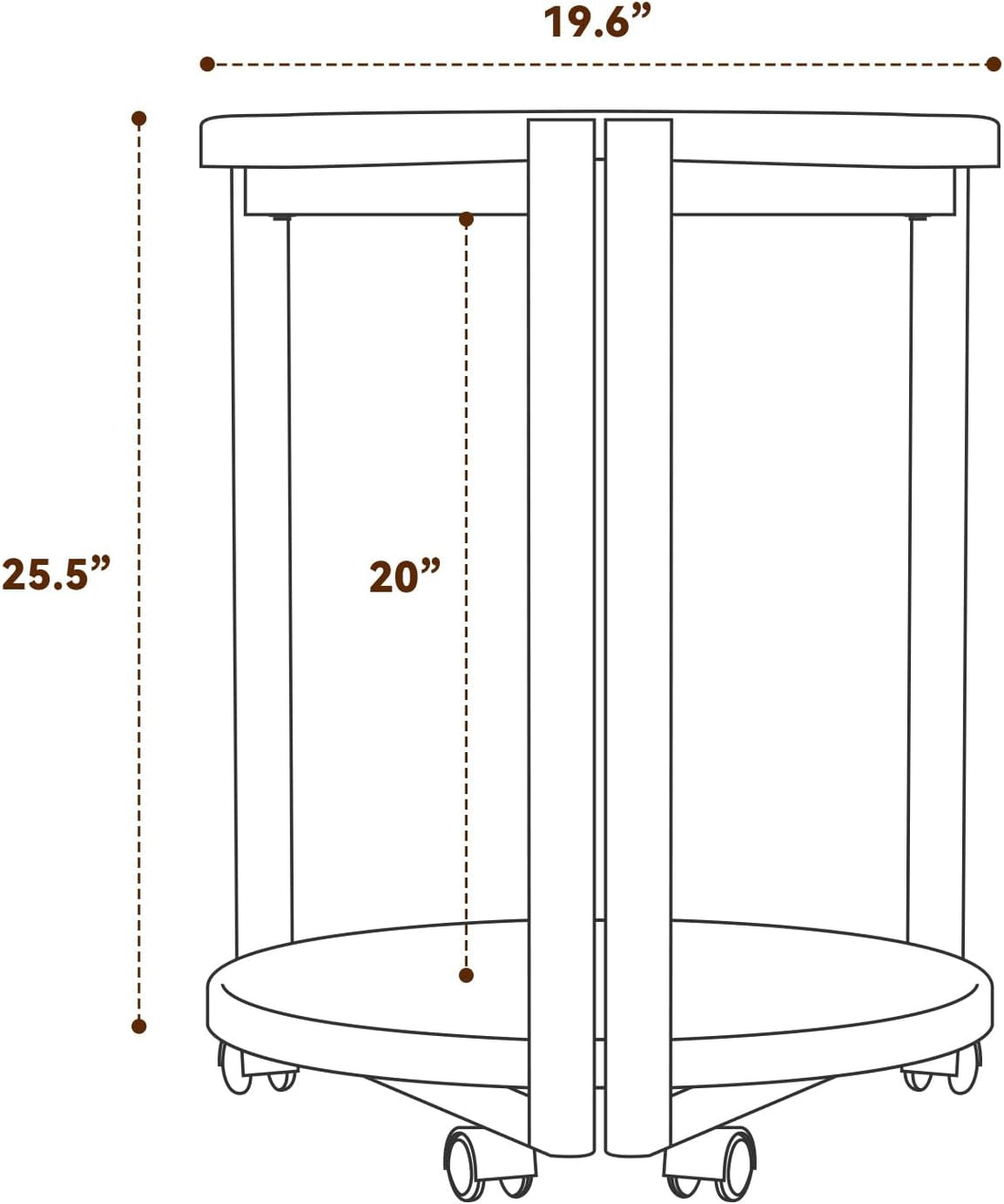 Small‑Space Friendly: Compact 16.9" diameter and 25.5" height fit tight corners, sofa sides, bedside and apartments