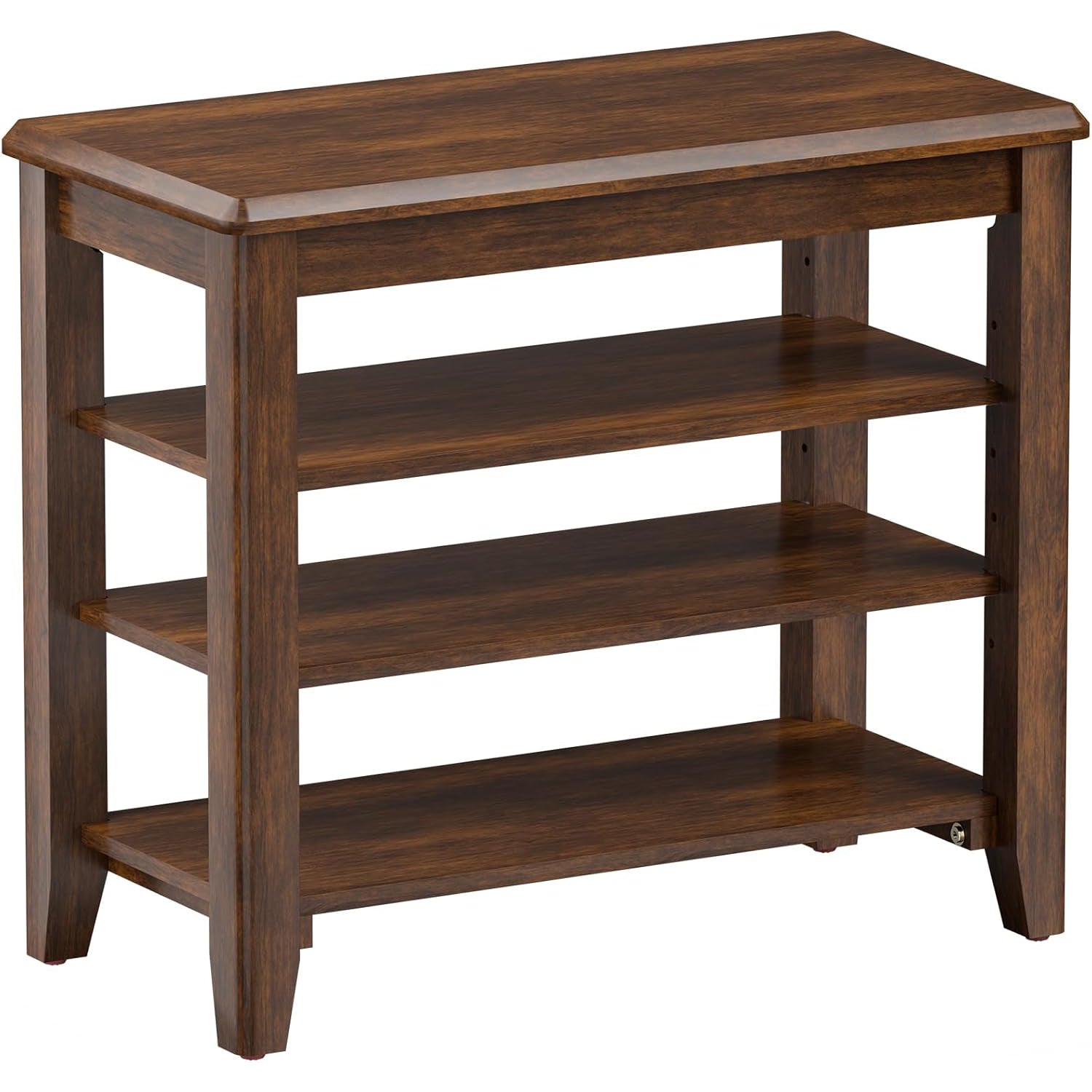 TAITIY 23.6-Inch Walnut Wood Shoe Storage Bench for Small Spaces