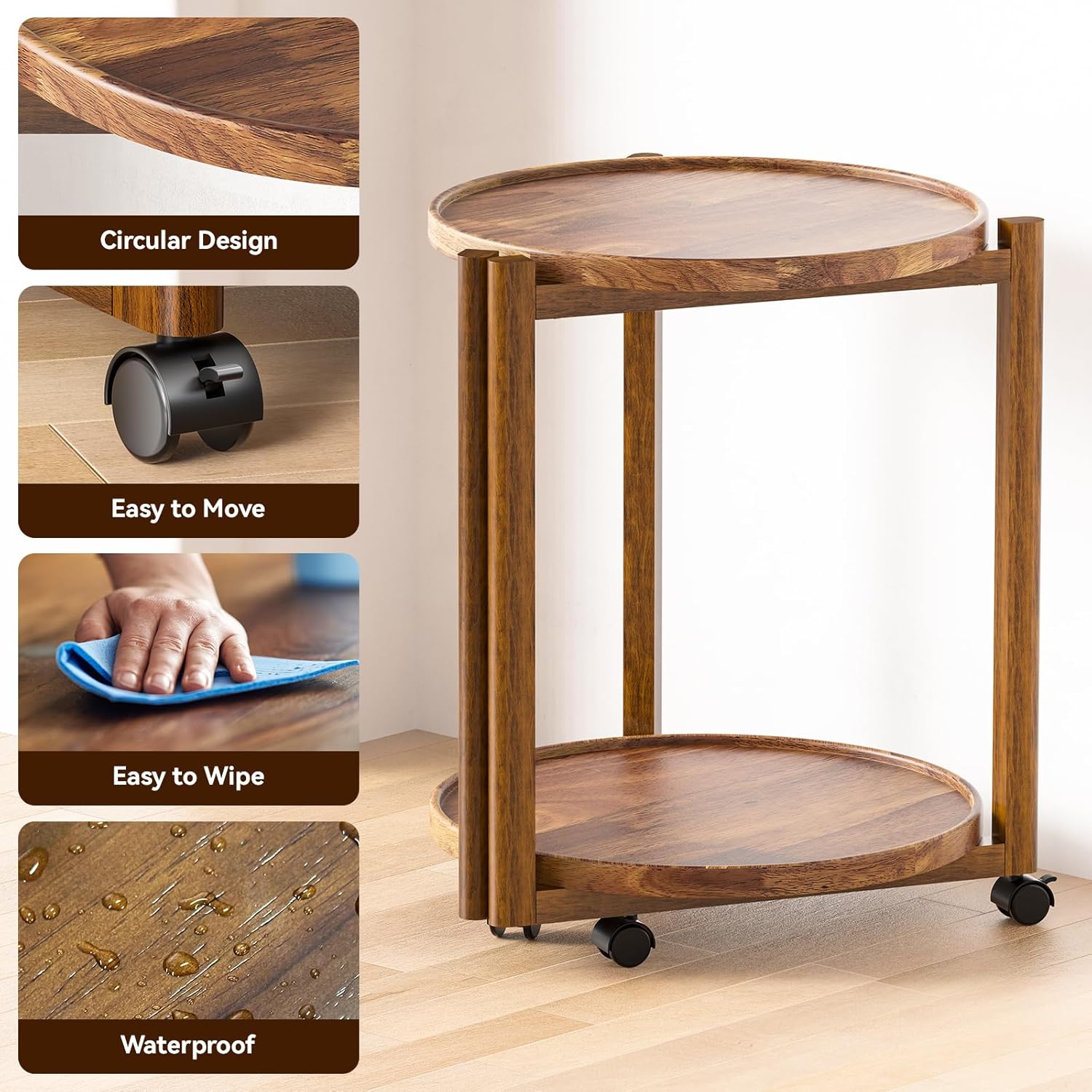 Small‑Space Friendly: Compact 16.9" diameter and 25.5" height fit tight corners, sofa sides, bedside and apartments